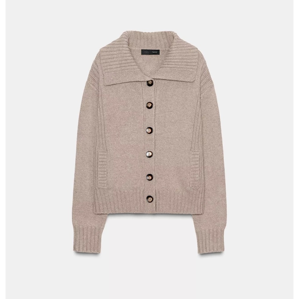 Zara Rib Trim Cardigan Sweater